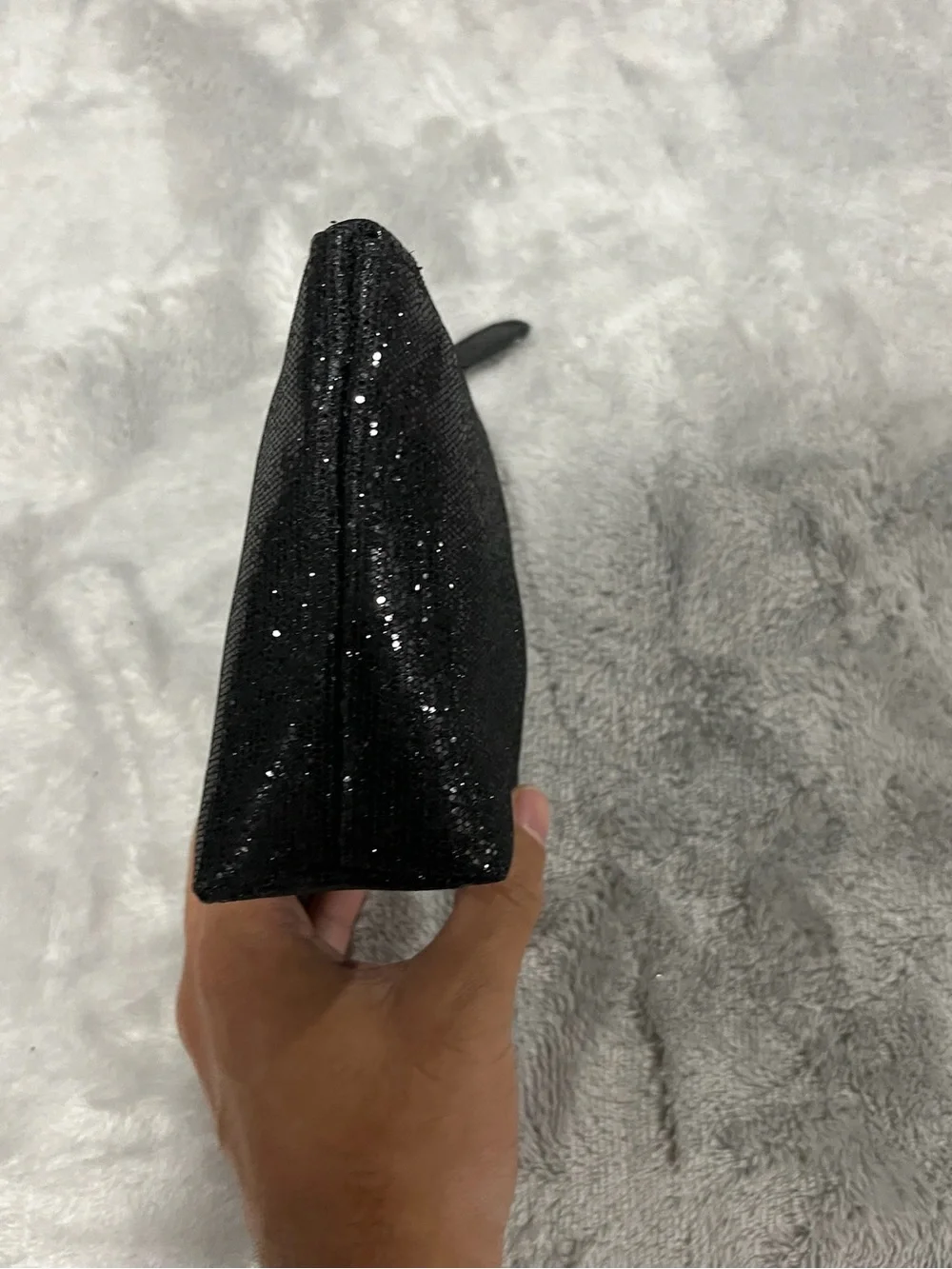 Black Sparkle Glitter Cosmetic Makeup Bag Pouch NWT
